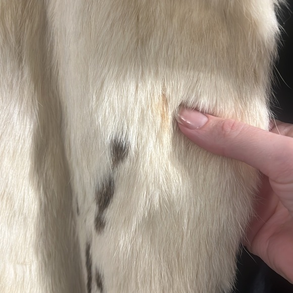 Vintage genuine rabbit fur cream tan brown mid length coat - Picture 11 of 17
